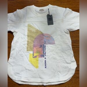 ZADIG & VOLTAIRE Bow Mo Terry Palmier Tee NEW NWT-L